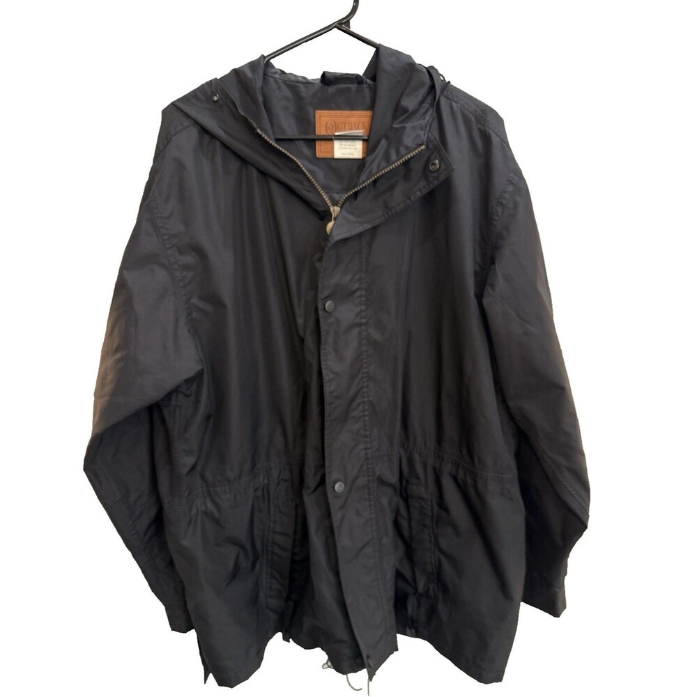 Outback Trading Co Pak-A-Roo Parka Black Waterproof Packable Rain Jacket L 2405